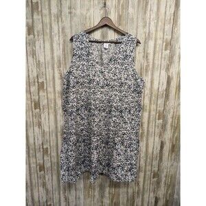 Lucky Brand Womens Shift Dress 1X Linen Floral Tiered Boho Cottagecore Prairie